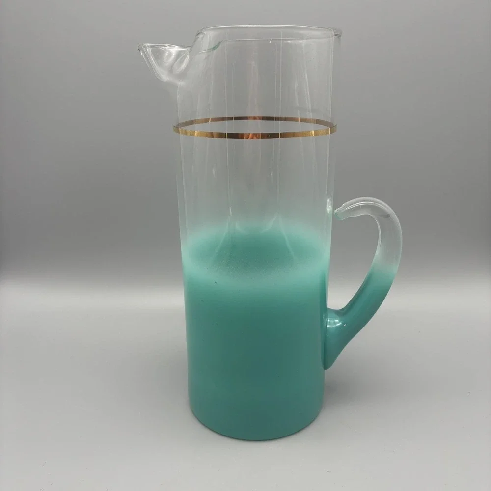Vintage Blendo Turquoise Frosted Glass 11.5